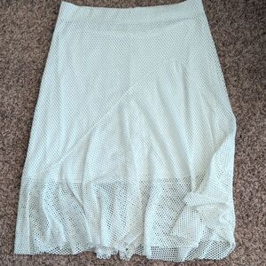 JustFab White Mesh A-Line Skirt